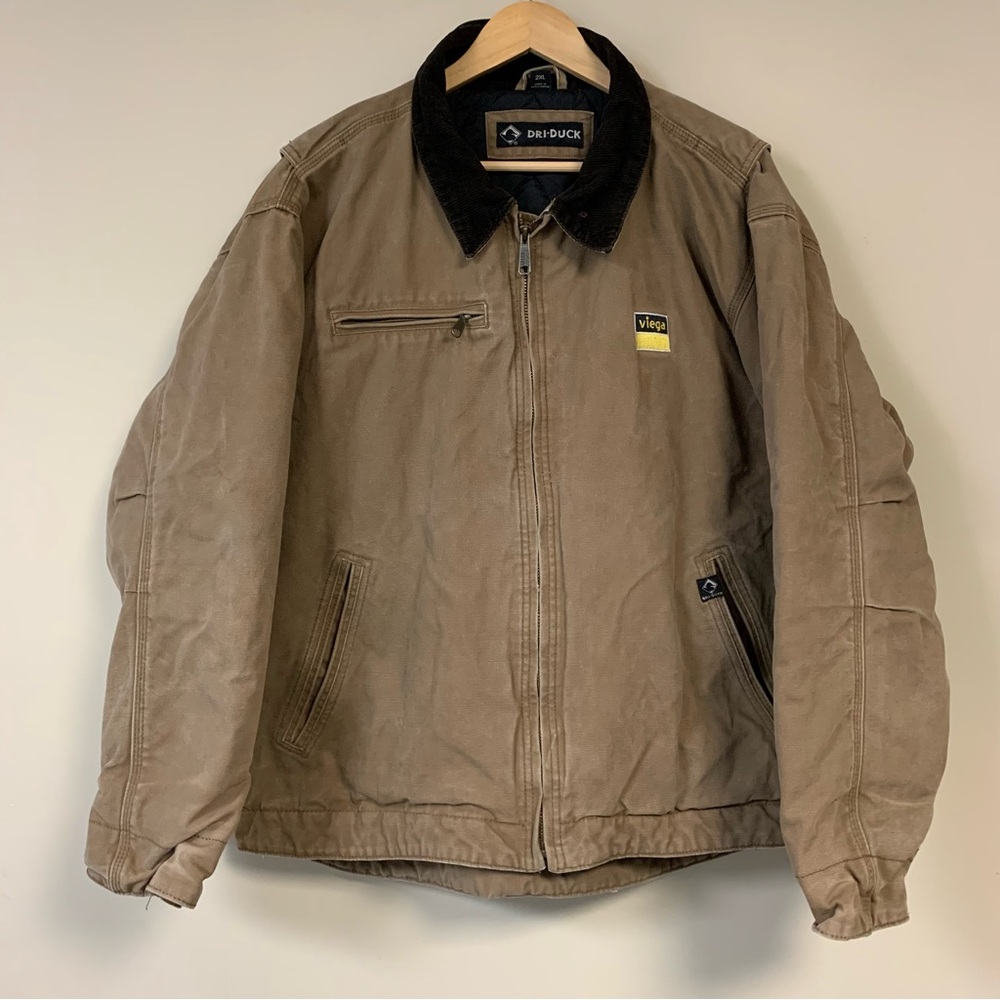 Dri-Duck Utility Coat Mens 2XL Tan Work Canvas Jacket Full Zip Winter Heavy Duty